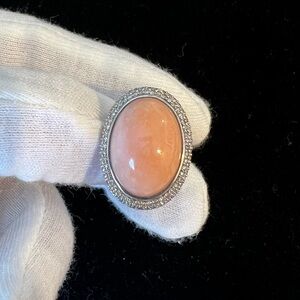 David Yurman Pink Opal and Diamond Ring set in Sterling Silver. Size 8.